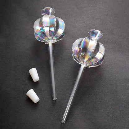 2PCS Glass Pomegranate Flower Watering Globes – Decorative Self-Watering Tools for Indoor & Outdoor Plants