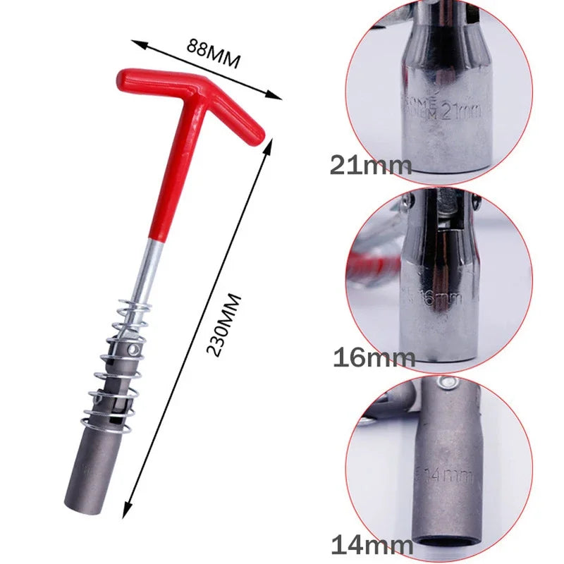 Universal Spark Plug Removal Wrench 14mm/16mm/21mm 360 Degree Rotation Socket Auto Repair Tool for Car Maintenance