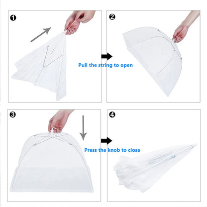 Pop-Up Mesh Food Cover Tent – Foldable Insect-Proof Umbrella Net for Outdoor Picnic & Kitchen Use