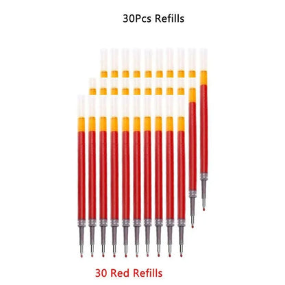 13/30pcs Retractable Gel Pens Set – Black, Red & Blue Ink Ballpoint Pens for School & Office Writing