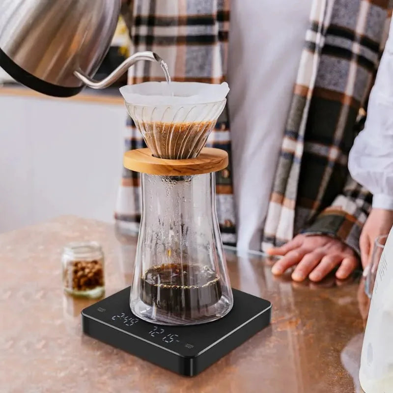 Digital Coffee Scale with Timer – High-Precision Espresso Scale (USB Rechargeable, LED Display, 3kg Max, 0.1g Accuracy)