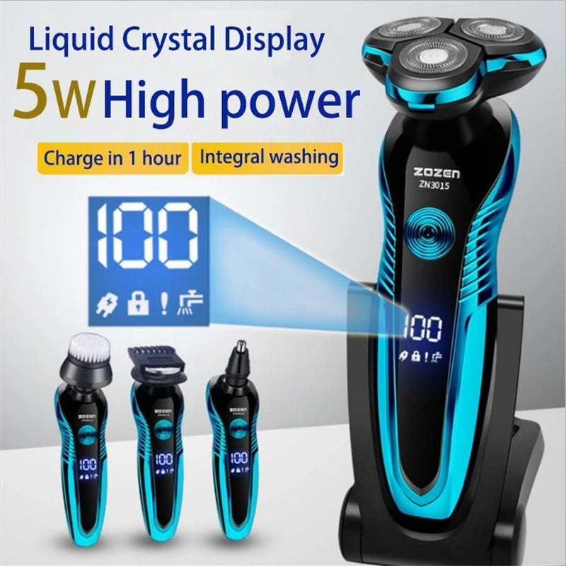 ZOZEN Electric Shaver – Rechargeable Waterproof Razor for Wet & Dry Beard & Body Hair Trimming