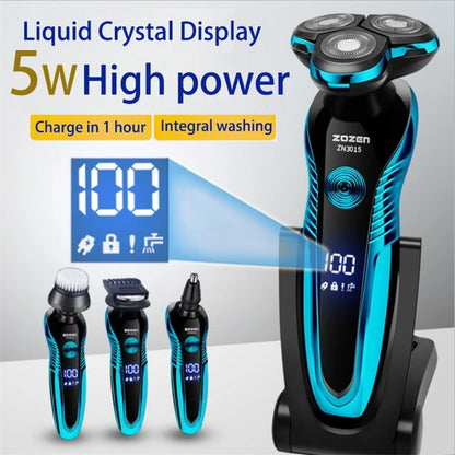 ZOZEN Electric Shaver – Rechargeable Waterproof Razor for Wet & Dry Beard & Body Hair Trimming