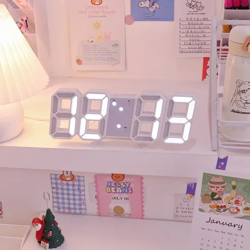 Electronic Digital Wall Clock Living Room Bedroom Decoration Decor Watches Home and Decoration Led Modern Alarm Interior Desk