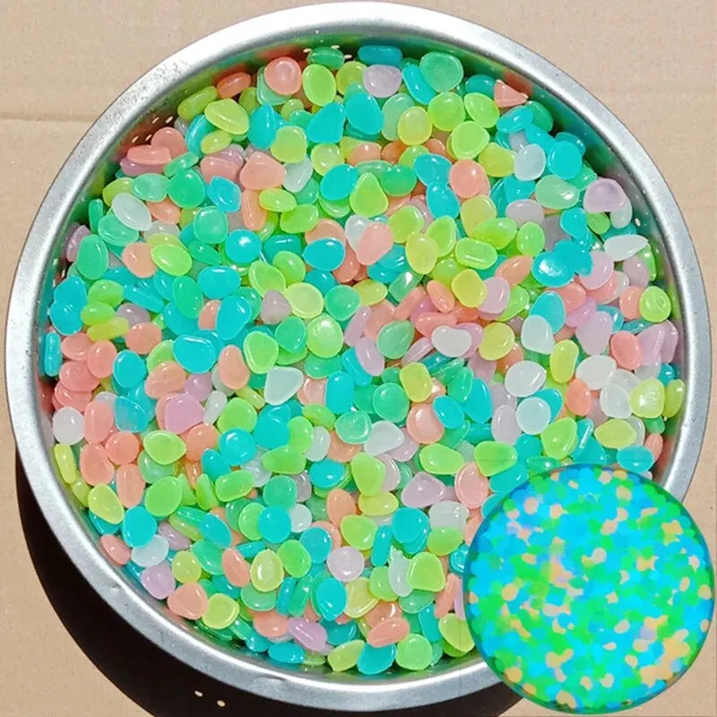 100Pcs Glow-in-the-Dark Garden Pebbles – Luminous Decorative Stones for Pathways, Patios, Aquariums & Landscaping