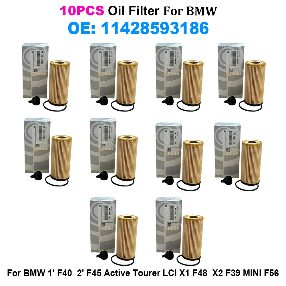 10PCS Engine Oil Filter 11428593186 For BMW F39 F40 F44 F45 F46 F48 118d 216i 220 225 X1 X2 Mini Cooper S ONE Clubman F54~F60