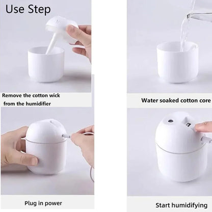 Compact USB Aroma Diffuser & Humidifier – Mini Essential Oil Atomizer with LED Night Light for Home & Car
