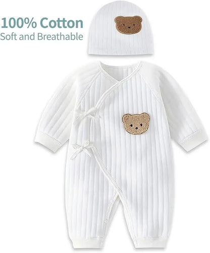 Newborn Boys Girls Cotton Bodysuit – Thickened Winter Onesie for Toddler Home Wear
