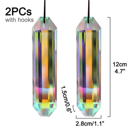 2 PCS Crystal Rainbow Sun Catcher Window Prism Pendants – Garden Hanging Ornaments & Home Décor