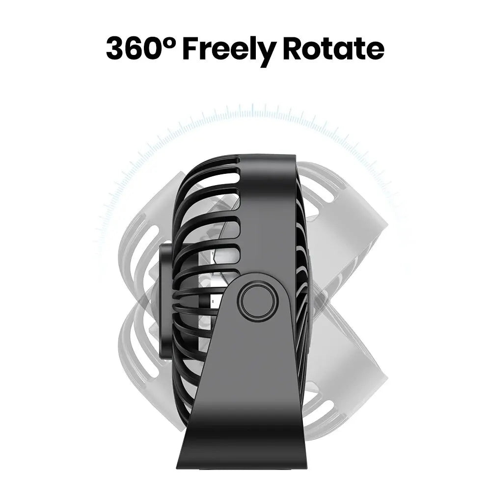 TOPK 4-Inch Mini USB Desk Fan – Quiet 3-Speed Portable Personal Fan for Camping & Home