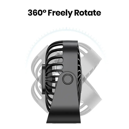 TOPK 4-Inch Mini USB Desk Fan – Quiet 3-Speed Portable Personal Fan for Camping & Home