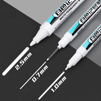 White Marker Oily Fine Tip Pen – Permanent Waterproof Marker for Metal, Glass & More