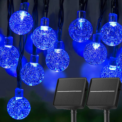 LED Solar String Lights – Waterproof Crystal Globe Lights with 8 Modes for Outdoor Garden, Patio, Tree & Party Decoration