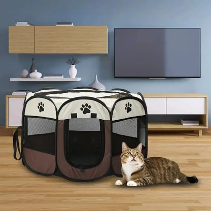 Portable Foldable Pet Tent – Octagonal Puppy Shelter & Playpen for Cats and Dogs