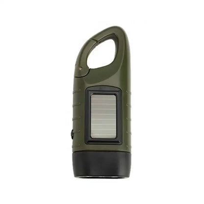 Portable LED Flashlight Tent Light – Hand Crank Dynamo & Solar Powered Torch for Camping, Hiking, and Emergency Use