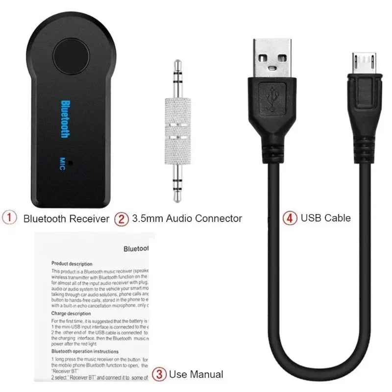 VIKEFON Bluetooth Audio Receiver – Wireless AUX 3.5mm Jack Adapter for Car, Speakers & Headphones with Mic