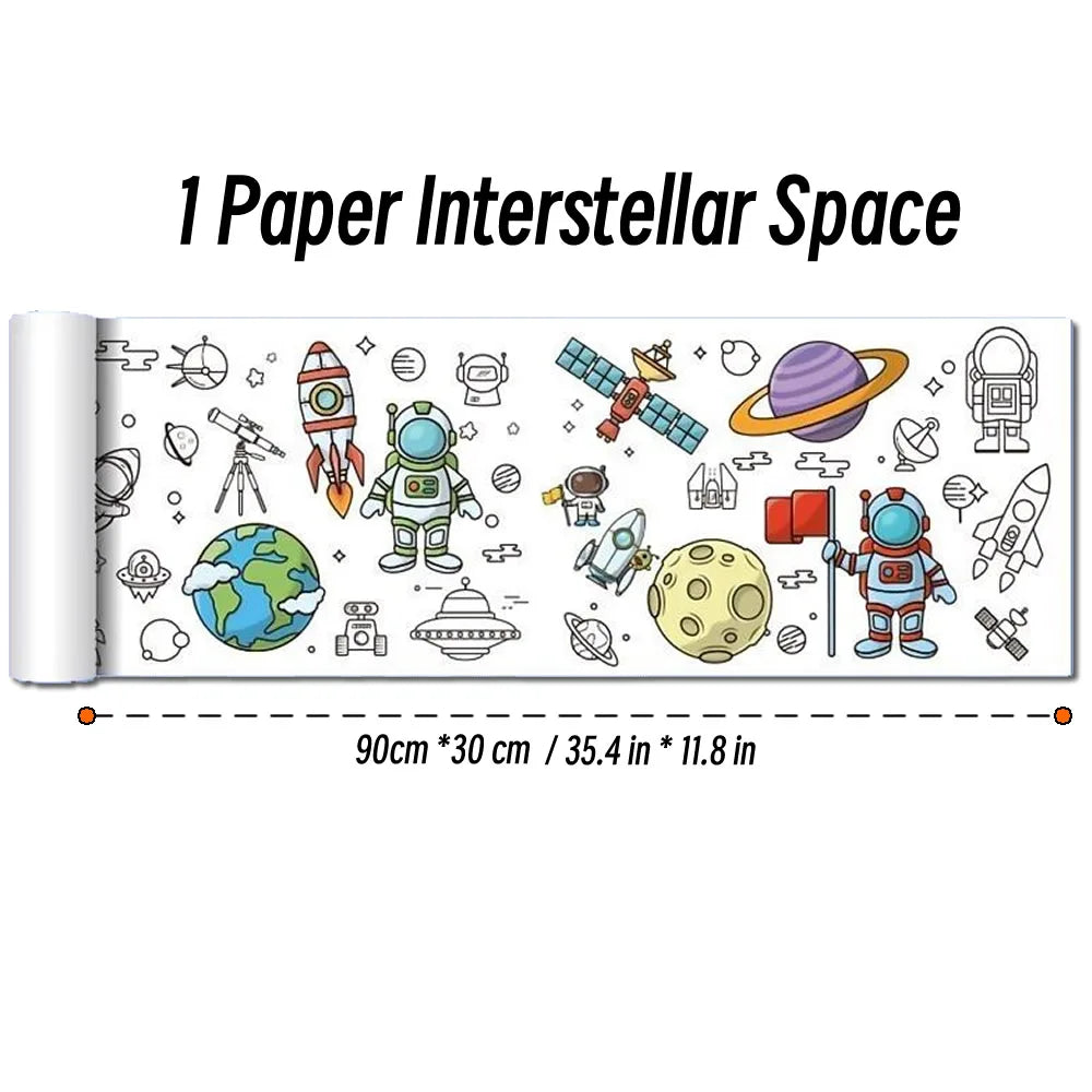 90cm Animal Canvas Children's Drawing Roll DIY Coloring Paper Roll Color Filling Graffiti Paper-cut Painting Educational School