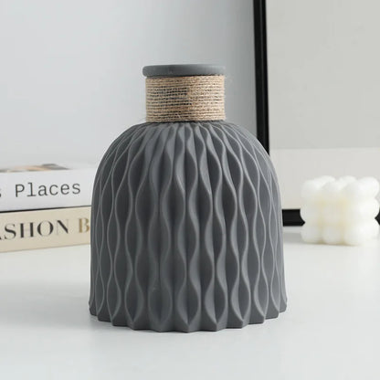 Modern Wave Ripple Plastic Vase – Nordic Flower Pot for Desktop or Table Decoration