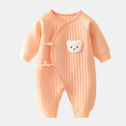 Newborn Boys Girls Cotton Bodysuit – Thickened Winter Onesie for Toddler Home Wear