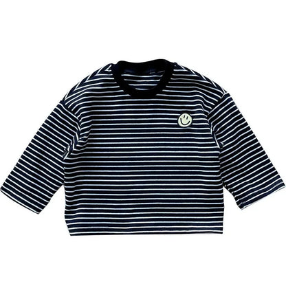 Striped Long Sleeve Baby T-Shirt – Cute O-Neck Pullover Top for Boys (Ages 1–6 Years)