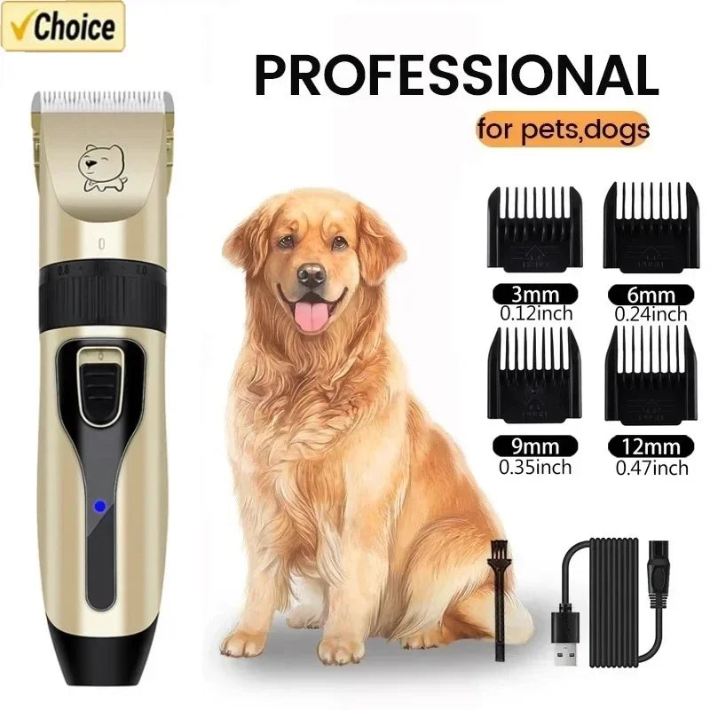 Professional Dog Hair Clipper – USB Rechargeable Electric Grooming Trimmer for Pets