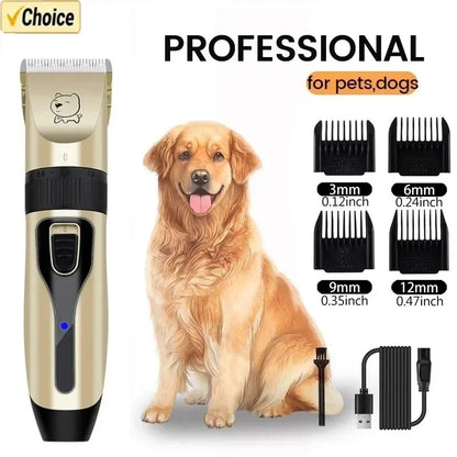 Professional Dog Hair Clipper – USB Rechargeable Electric Grooming Trimmer for Pets