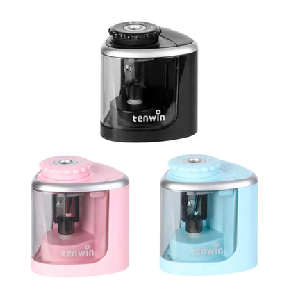 Tenwin Electric & Manual 2-in-1 Pencil Sharpener – Portable Safe Auto Blade Sharpener for Students & Artists