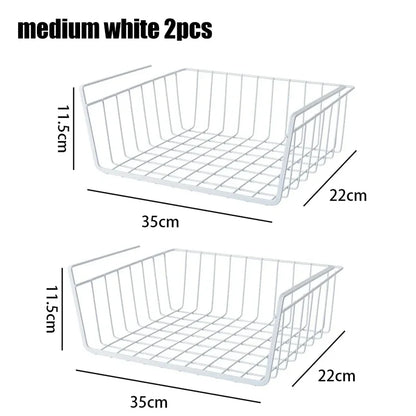 Multi-Functional Perforated Hanging Storage Basket – Iron Wire Rack for Kitchen & Bathroom Organization