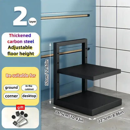 Adjustable Stainless Steel Pot Rack Organizer – Multi-Layer Kitchen Pan & Lid Storage Stand