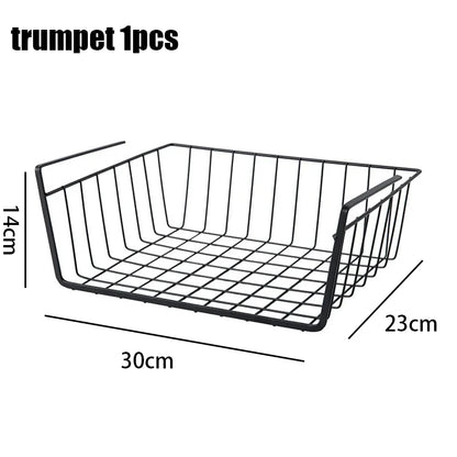 Multi-Functional Perforated Hanging Storage Basket – Iron Wire Rack for Kitchen & Bathroom Organization