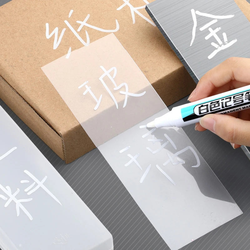 White Marker Oily Fine Tip Pen – Permanent Waterproof Marker for Metal, Glass & More