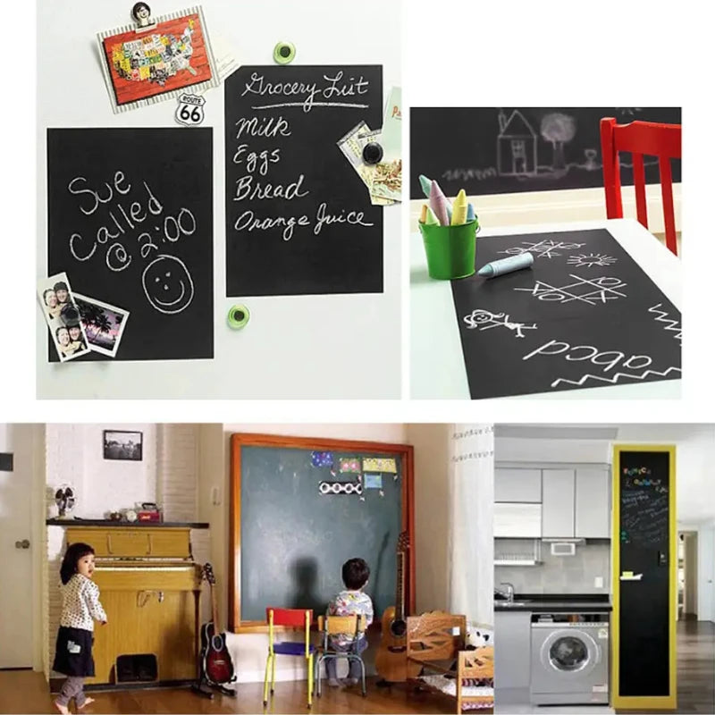 Blackboard Wallpaper Self-Adhesive Chalkboard Sticker – Removable & Reusable DIY Surface