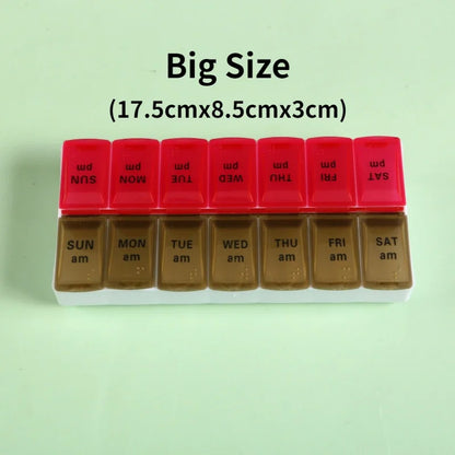 7-Day Travel Pill Organizer – Portable Weekly Pill Case with 14 Grids for Vitamins & Medications