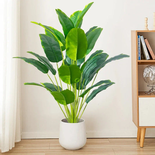 Artificial Tropical Palm Tree – Real Touch Fake Banana & Monstera Leaves for Home, Garden & Party Decor