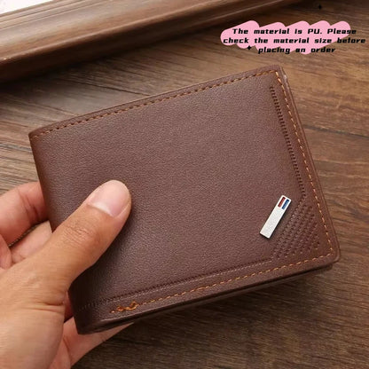 Men’s PU Leather Short Wallet – Slim Foldable Minimalist Wallet for Everyday Use