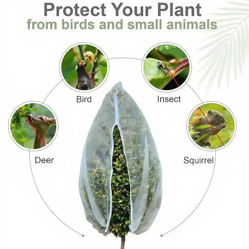 Netting Cover with Drawstring for Large Fruits Tree Garden Insect Netting Transparent Bird Plant Barrier Mesh Screen