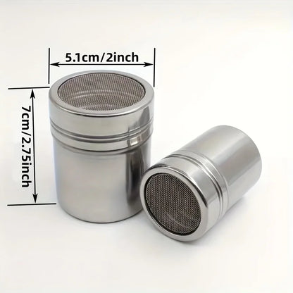 Stainless Steel Powder Sugar Shaker – Fine Mesh Icing Dispenser for Baking & Coffee