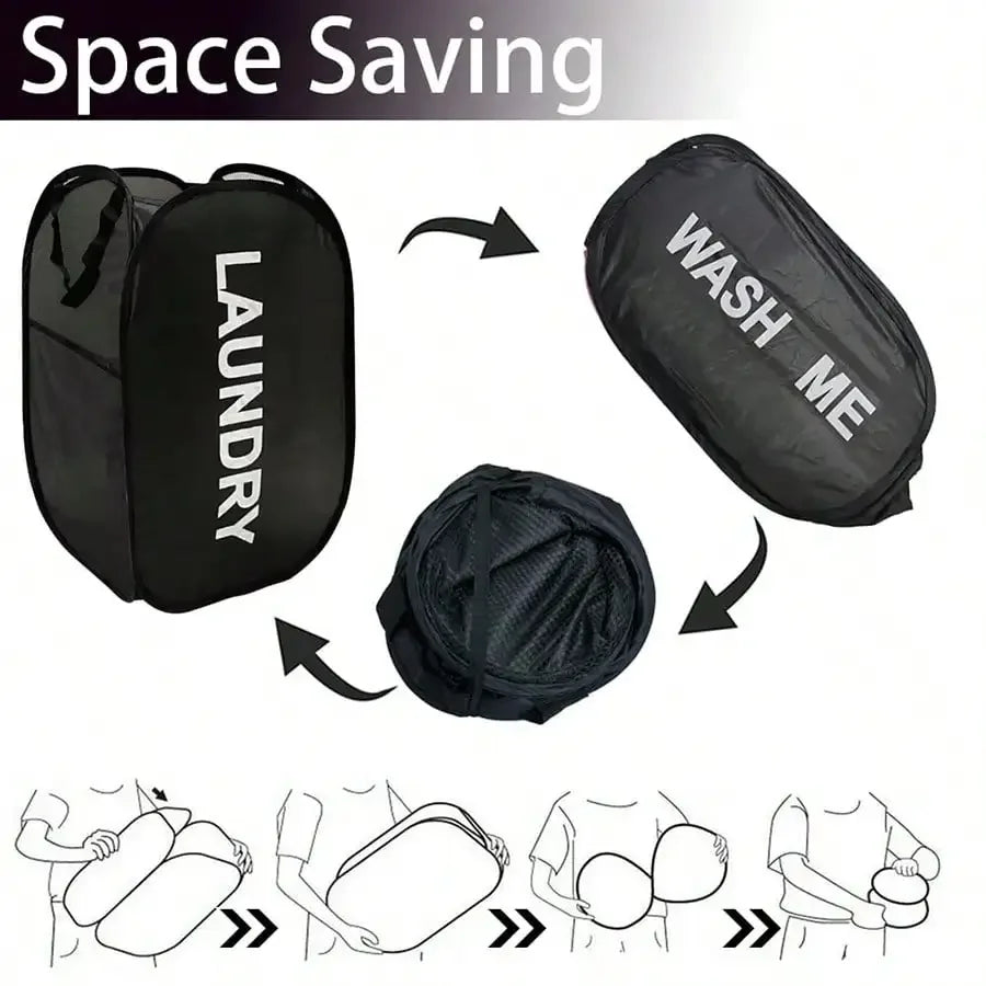 Portable Mesh Pop-Up Laundry Hamper – Breathable Foldable Laundry Basket for Travel, Dorm, Bathroom & Small Spaces