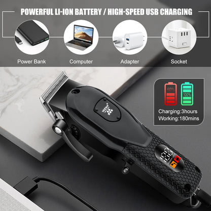 Kemei KM-1071 Hair Clipper – Professional Cordless Barber Trimmer with Stainless Blade & Taper Lever