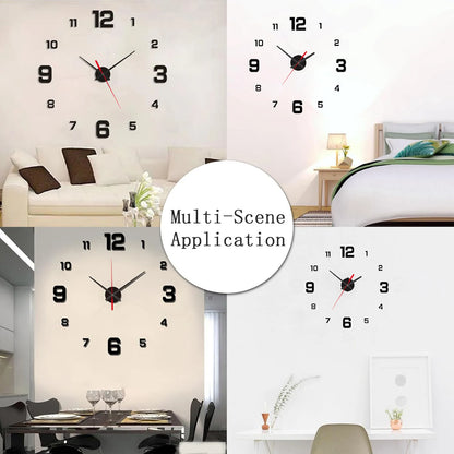 3D Creative Frameless DIY Wall Hanging Clock – Silent Digital Clock with Antique Style for Living Room & Office Decoration