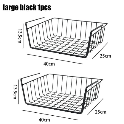 Multi-Functional Perforated Hanging Storage Basket – Iron Wire Rack for Kitchen & Bathroom Organization