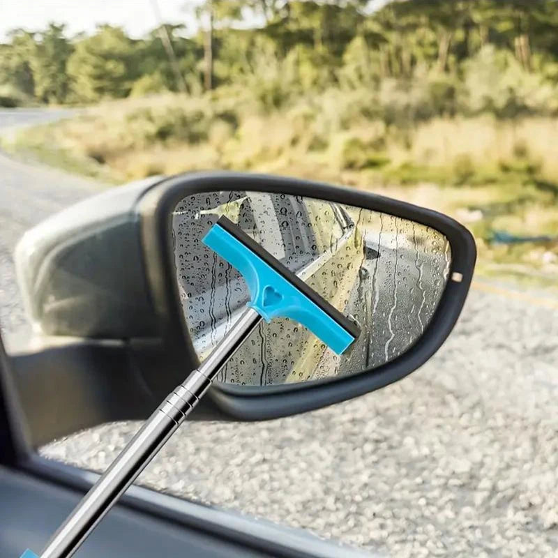Telescopic Car Rearview Mirror Wiper with Stainless Steel Handle – Auto Glass Cleaning Tool