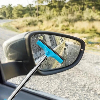 Telescopic Car Rearview Mirror Wiper with Stainless Steel Handle – Auto Glass Cleaning Tool