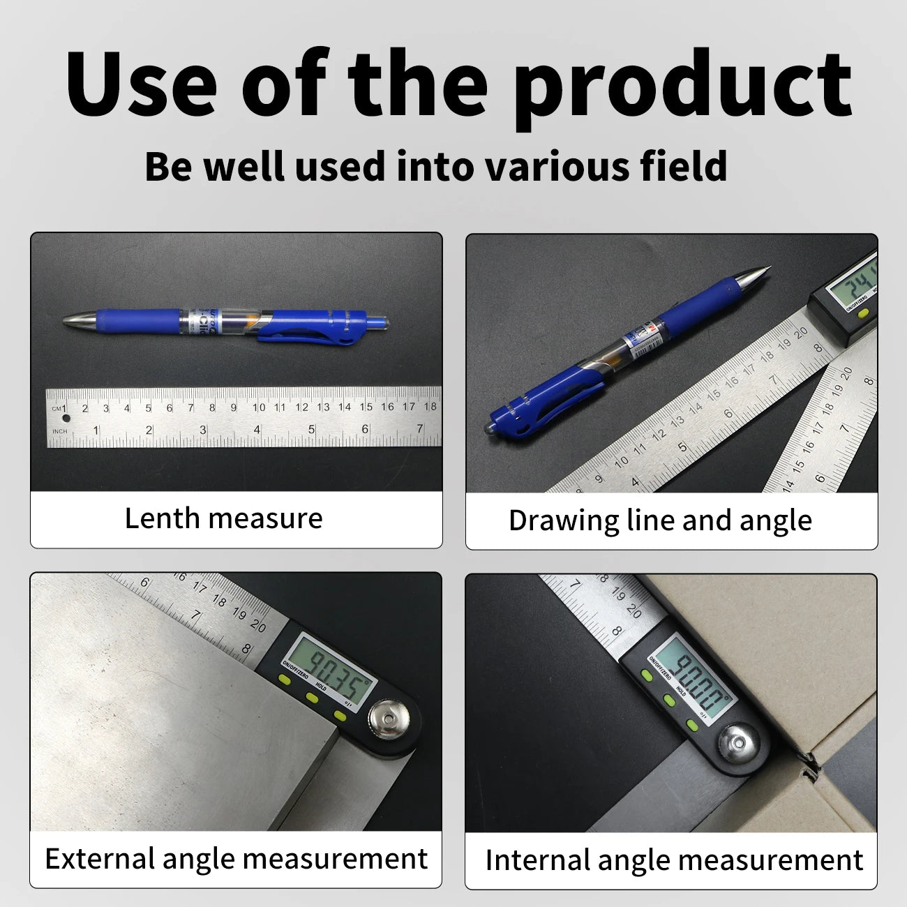 Shahe 0-200/300mm Digital Protractor Angle Ruler – Electronic Goniometer Measuring Tool