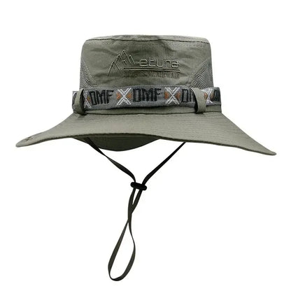 Summer Men Bucket Hat – Outdoor UV Protection Wide Brim Panama Safari Fishing & Hiking Cap