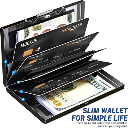 Anti-Scan RFID Blocking Aluminum Metal Card Holder – Slim Wallet for Business and Travel