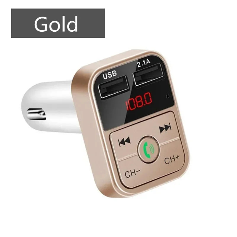 VIKEFON Car Bluetooth 5.0 FM Transmitter Receiver TF Handsfree Car Kit 2.1A Dual USB Car Charger Audio Wireless Car Adapter
