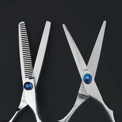 6.0" Japanese Steel Hairdressing Scissors – Barber-Grade Cutting & Thinning Shears with Razor Comb Set