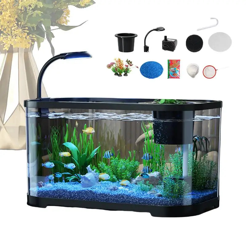 Desktop Small Betta Fish Tank Aquarium – Acrylic Office Micro Fishbowl with Filtration