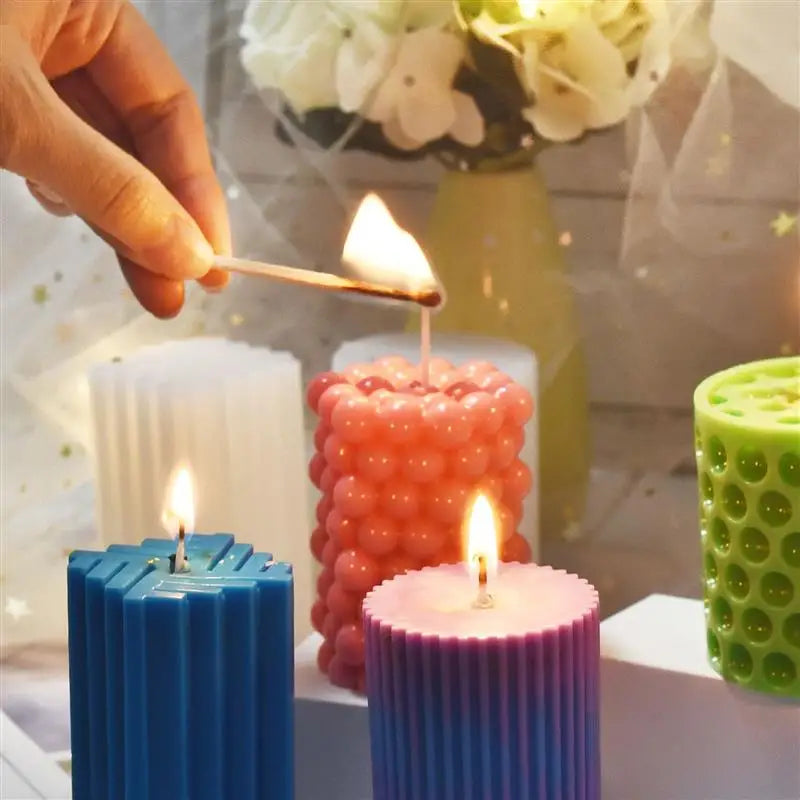 Silicone Striped Roman Column Candle Mold – DIY Silicone Candle Making Tool